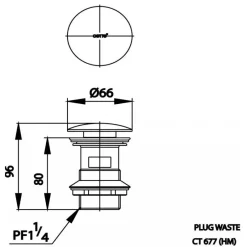Alternative view of Họng xả Cotto CT677#GR(HM) nút nhấn màu vàng