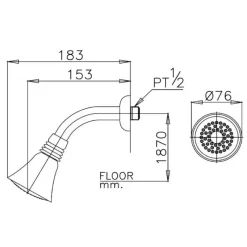 Alternative view of Bát sen gắn tường Cotto Z55(HM)
