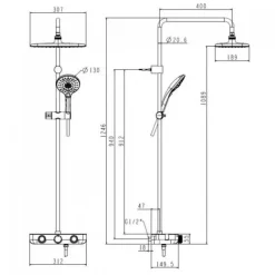 Alternative view of Bộ vòi sen cây American Standard WF-4955MB (WF4955MB) nhiệt độ màu đen