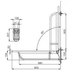 Alternative view of Thanh tay vịn Cotto CT0168 800mm gấp gọn