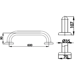 Alternative view of Thanh tay vịn Cotto CT7501L60(HM) Inox 304 600mm