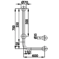 Alternative view of Thanh tay vịn Cotto CT7502L/R(HM) Inox 304 chữ L 700x600mm