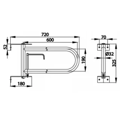 Alternative view of Thanh tay vịn Cotto CT754 720x325mm gấp gọn