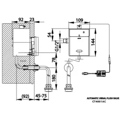 Alternative view of Van xả tiểu nam Cotto CT4801AC cảm ứng 220V âm tường