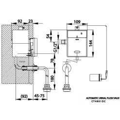 Alternative view of Van xả tiểu nam Cotto CT4801DC cảm ứng dùng Pin âm tường