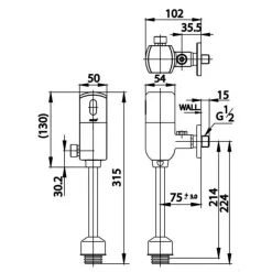 Alternative view of Van xả tiểu nam Cotto CT4803P cảm ứng dùng Pin có nút xả cơ