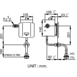 Alternative view of Van xả tiểu nam Cotto CT480AC(NL) cảm ứng 220V âm tường