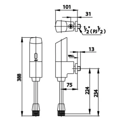 Alternative view of Van xả tiểu nam Cotto CT482P cảm ứng dùng Pin