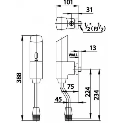 Alternative view of Van xả tiểu nam Cotto CT482S cảm ứng dùng Pin