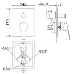 Alternative view of Van điều chỉnh American Standard WF-1420 (WF1420) âm tường Concept