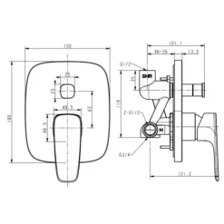 Alternative view of Van điều chỉnh American Standard WF-1721WS âm tường Signature màu vàng hồng