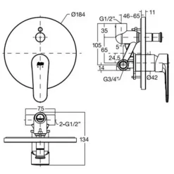 Alternative view of Van điều chỉnh American Standard WF-B221 (WFB221) âm tường Codie