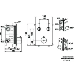Alternative view of Van điều chỉnh nhiệt độ Cotto CT3016 âm tường 2 đường nước