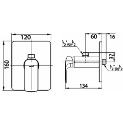 Alternative view of Van điều chỉnh âm tường lạnh Cotto CT1135A