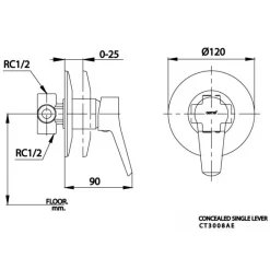 Alternative view of Van điều chỉnh âm tường lạnh Cotto CT3008AE