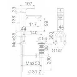 Alternative view of Vòi rửa lavabo American Standard WF-1301BHG (WF1301BHG) nóng lạnh màu ghi