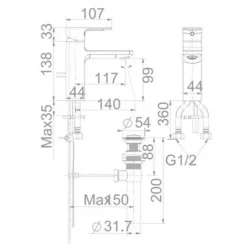 Alternative view of Vòi rửa lavabo American Standard WF-1301CS (WF1301CS) nóng lạnh màu vàng