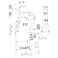 Alternative view of Vòi rửa lavabo American Standard WF-1301MB (WF1301MB) nóng lạnh màu đen