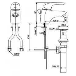 Alternative view of Vòi rửa lavabo American Standard WF-1501 (WF1501) Saga nóng lạnh