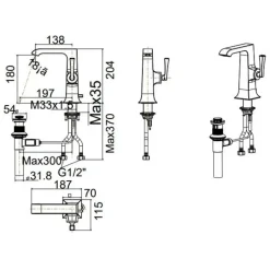 Alternative view of Vòi rửa lavabo American Standard WF-1601 (WF1601) Kastello nóng lạnh