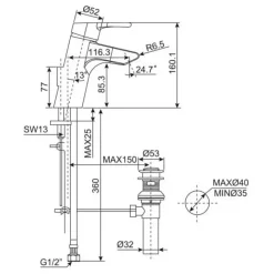 Alternative view of Vòi rửa lavabo American Standard WF-3907 (WF3907) Active nóng lạnh