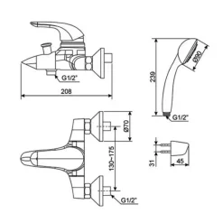 Alternative view of Vòi sen tắm American Standard WF-1511 (WF1511) Saga nóng lạnh