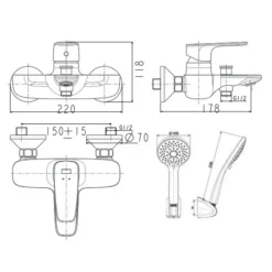 Alternative view of Vòi sen tắm American Standard WF-1711 (WF1711) Sygnature nóng lạnh