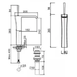 Alternative view of Vòi rửa lavabo American Standard WF-0603 (WF0603) Nobile nóng lạnh thân cao