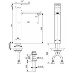 Alternative view of Vòi rửa lavabo American Standard WF-1302BHG Acacia Evolution nóng lạnh thân cao màu xám