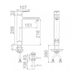Alternative view of Vòi rửa lavabo American Standard WF-1302WS nóng lạnh thân cao màu vàng hồng