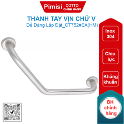 Thanh tay vịn Cotto CT752#SA(HM) Inox 304 chữ V 300mm