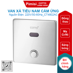Van xả tiểu nam Cotto CT4802AC cảm ứng 220V âm tường