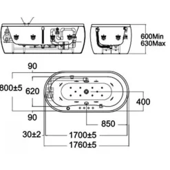 Alternative view of Bồn tắm American Standard 70192100-WT (70192100WT) massage đặt sàn 1.7m