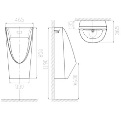 Alternative view of Bồn tiểu nam American Standard WP-6507 (WP6507) treo tường cảm ứng 220V