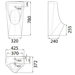 Alternative view of Bồn tiểu nam American Standard WP-6519.AC (WP6519.AC) treo tường cảm ứng