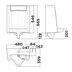 Alternative view of Bồn tiểu nam American Standard WP-6591T (WP6591T) treo tường cấp trên