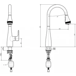 Alternative view of Vòi bếp cảm ứng American Standard 1009150000 rút dây nóng lạnh Cynet