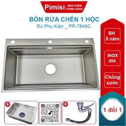 Bồn rửa chén 1 hộc Pimisi PR-7848C inox 304 chống xước